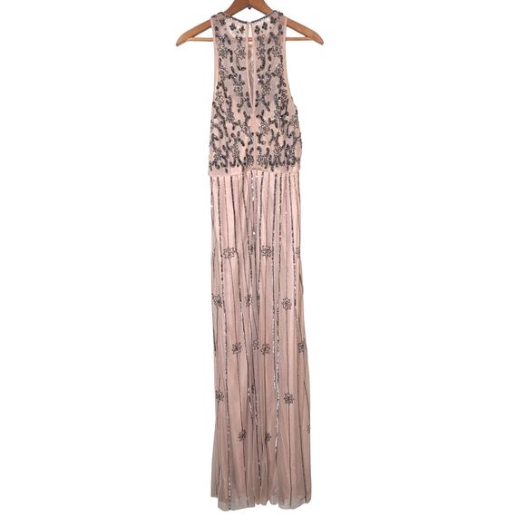 BHLDN Pink Embellished Pleated Midi Gown - Picture 3 of 6